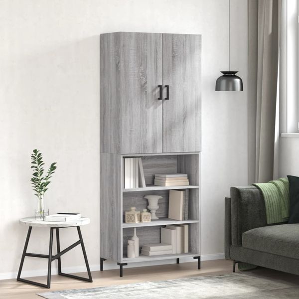 vidaXL Vysoká skrinka sivý dub sonoma 69,5x34x180 cm spracované drevo