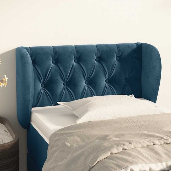 vidaXL Čelo postele so záhybmi tmavomodrá 83x23x78/88 cm zamat