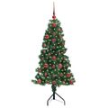 vidaXL Rohový umelý vianočný strom s 150 LED-i Zelená 120 cm PVC a kov