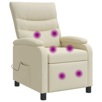 vidaXL Masážne relaxačné kreslo Krémová Umelá koža