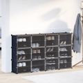 vidaXL Úložný kockovaný organizér s 12 kockami a dverami čierny PP