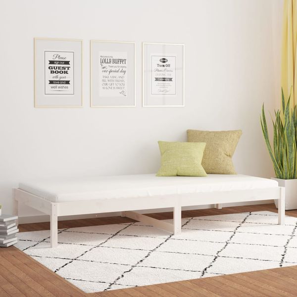 vidaXL Denná posteľ bez matracom biela 90x200 cm masívna borovica