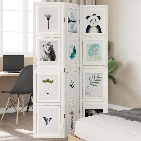 vidaXL Paraván 3 panely biely masívne drevo paulovnie