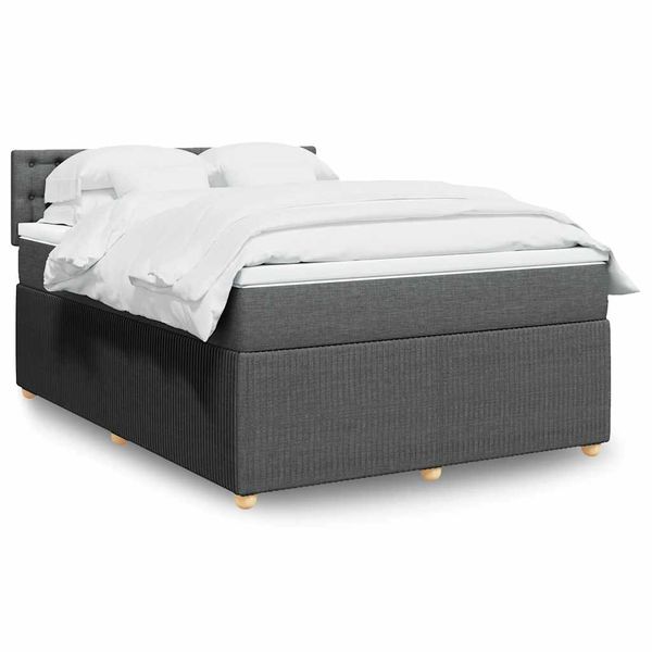 vidaXL Boxspring posteľ s matracom tmavosivá 140x190 cm látka