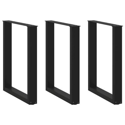 vidaXL Nohy k jedálenskému stolu v tvare U, 3 ks, čierne, 70 x (72-73) cm, oceľové