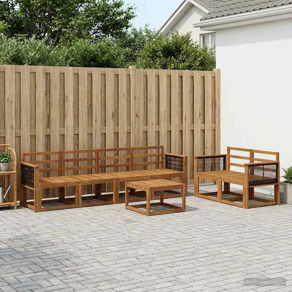 vidaXL Záhradná súprava gaučov 6 pcs Prírodná Pevné akáciové drevo