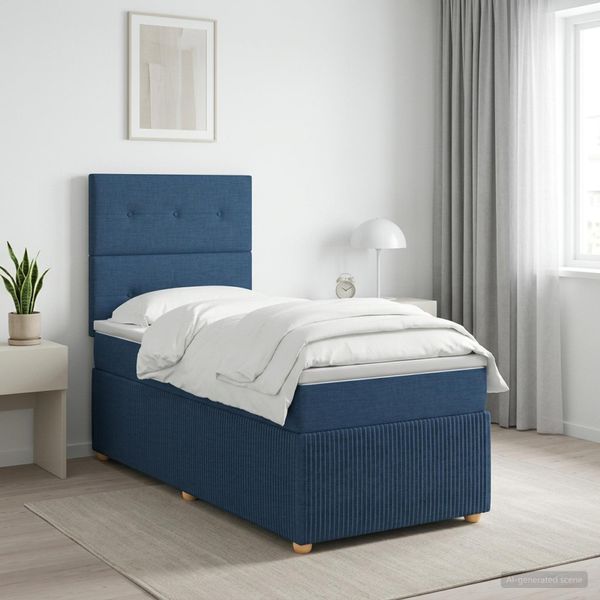 vidaXL LED boxspring posteľ s matracom Modrá 80 x 200 cm Látka