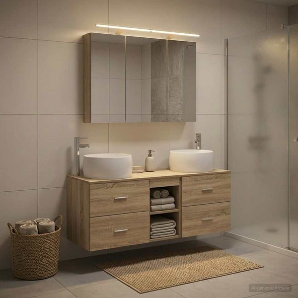 vidaXL Sada kúpeľňového nábytku 4 pcs Dub sonoma