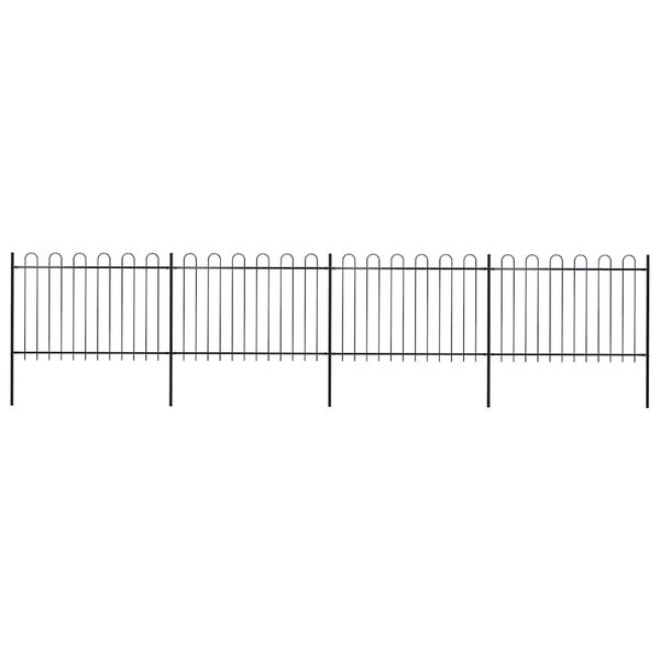 vidaXL Záhradný plot s oblúkom navrchu, oceľový 714,5x120 cm, čierny