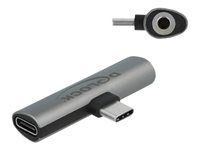 USB-C na jack slúchadiel / napájací adaptér - USB-C s pinmi (male) do USB-C, mini jack so zdierkami (female) - sivá - USB Power Delivery (60W)