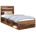 vidaXL Rám postele Staré drevo 90 x 200 cm Masívne borovicové drevo