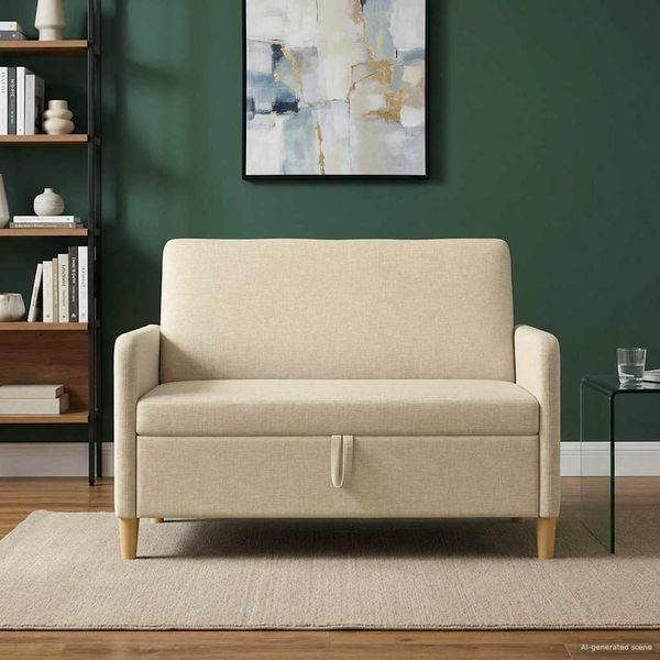 vidaXL Sofa s úložným priestorom Krémová 122 x 78 x 87 cm Polyester