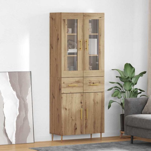 vidaXL Highboard so zásuvkou 2 pcs Remeselný dub Kompozitné drevo