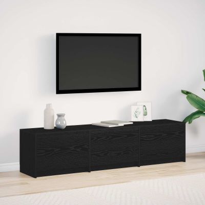 vidaXL TV skrinka s LED Čierny dub 165 x 34 x 40 cm Kompozitné drevo