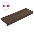 vidaXL Schodové rohože 10 ks 65x21x4 cm kávovohnedé s obdĺžnikovým okrajom