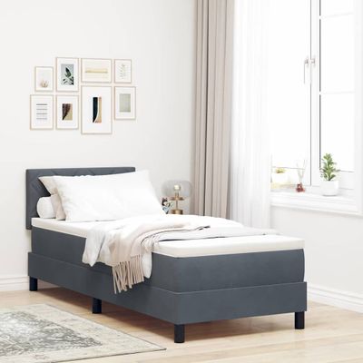 vidaXL Posteľ s pružinovým rámom Tmavo šedá 80 x 200 cm Zamat