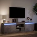 vidaXL TV stolík s LED betónovosivý 180x34x50 cm kompozitné drevo