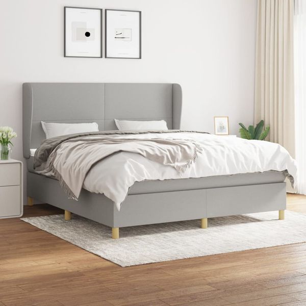 vidaXL Boxspring posteľ s matracom svetlosivá 100x200 cm látka