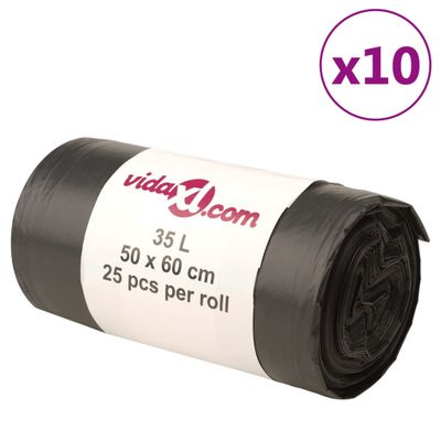 vidaXL Vrecia na odpadky 250 ks čierne 35 l
