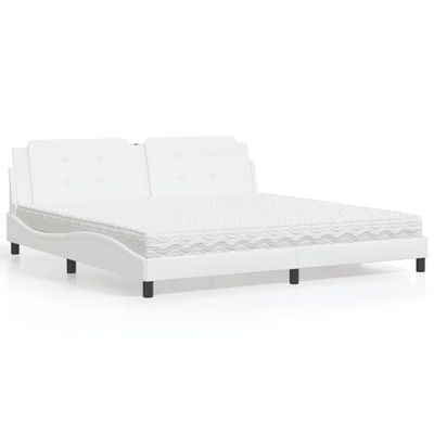 vidaXL Posteľ s matracom Zadar biela 200x200 cm umelá koža