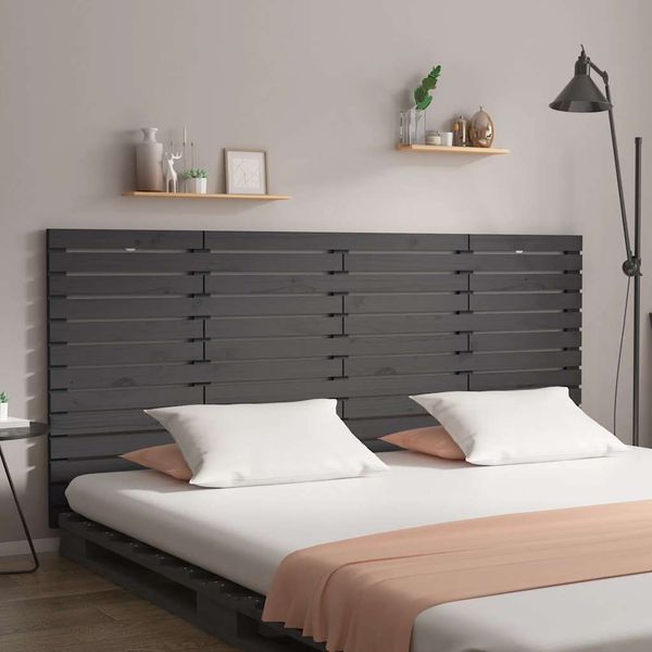 vidaXL Nástenné čelo postele sivé 186x3x91,5 cm masívna borovica