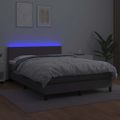 vidaXL Boxspring posteľ s matracom a LED sivá 140x200 cm umelá koža