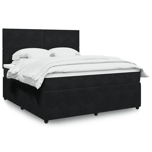 vidaXL Posteľný rám boxspring s matracom čierny 180x200 cm zamat