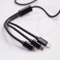 Maxlife 3in1 cable USB - Lightning + USB-C + microUSB 1,0 m 2,1A black nylon