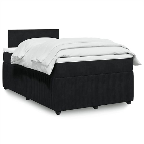 vidaXL Posteľný rám boxspring s matracom čierny 120x200 cm zamat