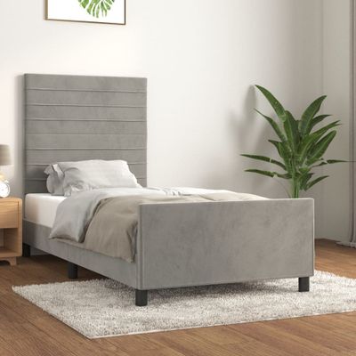 vidaXL Posteľ bez matraca bledosivý 90x190 cm zamat