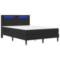 vidaXL Rám postele s LED pásikmi Čierna 140 x 200 cm Umelá koža