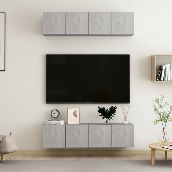 vidaXL TV skrinky 4 ks, betónovo sivé 60x30x30 cm, kompozitné drevo