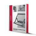 AXAGON STND-LAG hliníkový stojan na notebook 10"-17.3" nastavitelná výška, šedý Stojan, notebooky 10"–17.3", 8 poloh, výška 91–150 mm, hliník, protiskluzový, nosnost 20 kg, šedý