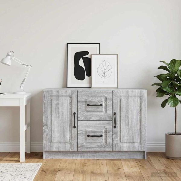 vidaXL Servírovacia skriňa so zásuvkou Sivá sonoma 89 x 34,5 x 57 cm