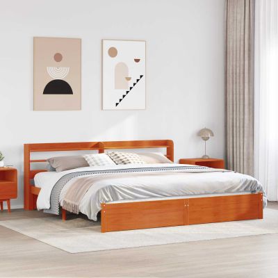 vidaXL Rám postele Včelí hnedý 200 x 200 cm Masívne borovicové drevo