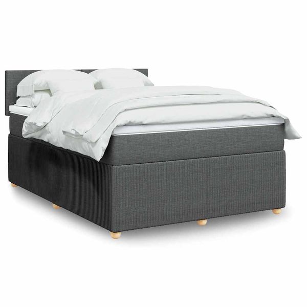 vidaXL Boxspring posteľ s matracom tmavosivá 140x190 cm látka