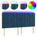 vidaXL Čelo postele s LED tmavomodré 160x5x118/128 cm zamat
