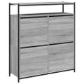 vidaXL Botník so 4 výklopnými zásuvkami sivý dub sonoma 100x34x112 cm
