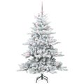 vidaXL Umelý Sklápací Vianočný Stromček Biela 150 cm PVC a oceľ