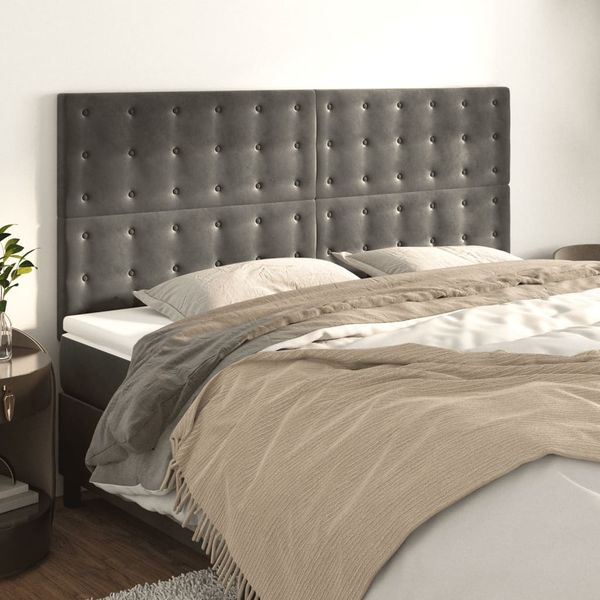 vidaXL Čelo postele tmavosivé 200x5x118/128 cm zamatové