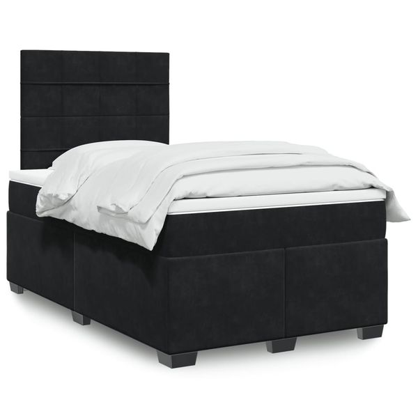 vidaXL Boxspring posteľ s matracom čierna 120x190 cm zamat