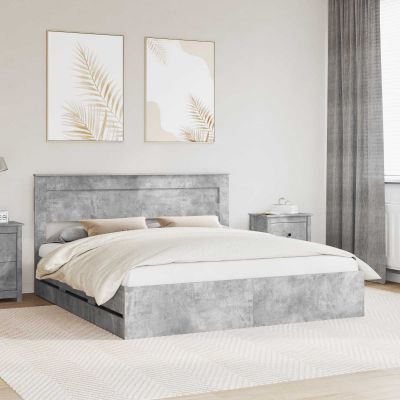 vidaXL Rám postele Betónová šedá 200 x 200 cm Inžinierske drevo