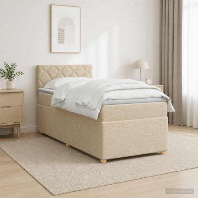 vidaXL Posteľ boxspring s matracom Krémová 80 x 200 cm Látka