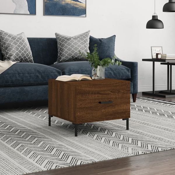 vidaXL Konferenčný stolík hnedý dub 50x50x40 cm spracované drevo