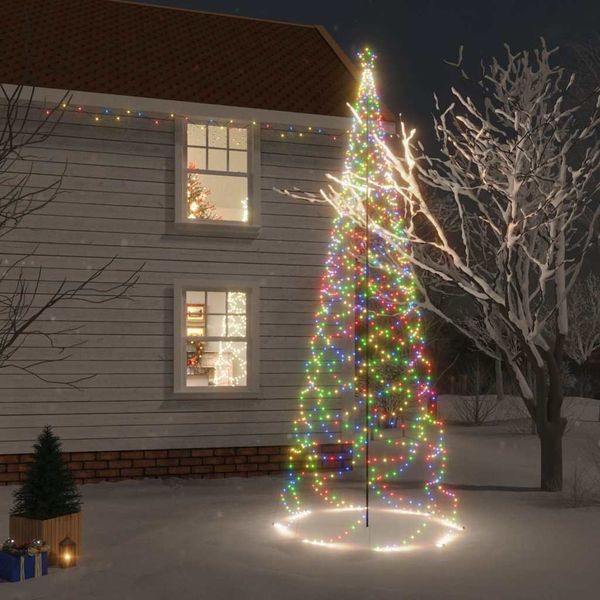 vidaXL Vianočný stromček s kovovým stĺpikom 1400 LED, farebný 5 m