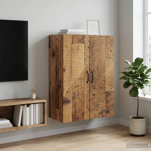 vidaXL Nástenná skrinka Staré drevo 66 x 34,5 x 90 cm Kompozitné drevo