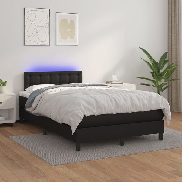 vidaXL Boxspring posteľ s matracom a LED čierna 120x200 cm umelá koža