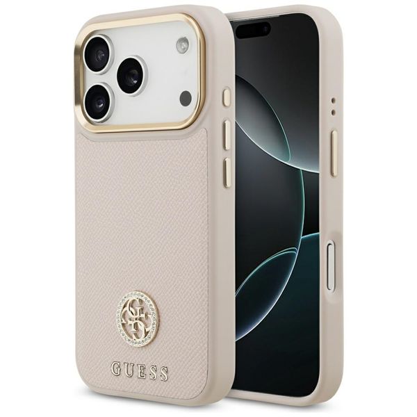 Puzdro Guess pre iPhone 17 Pro HC MAGSAFE PU W/ GRAINED PU STRASS LOGO ružové