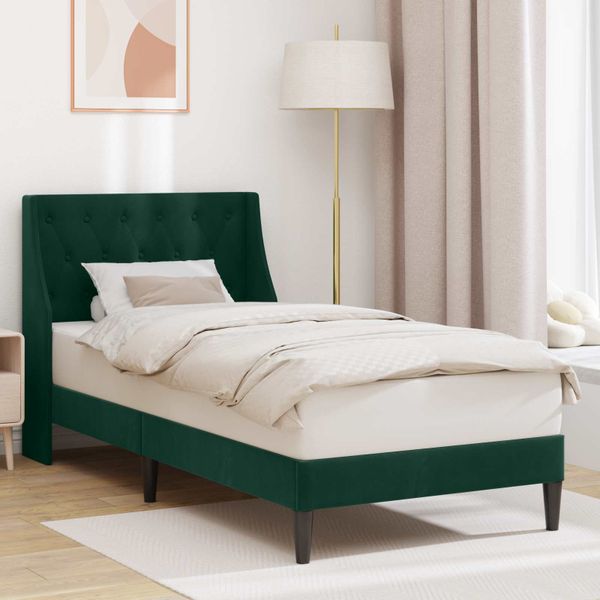 vidaXL Rám postele s čelnou doskou Tmavozelená 80 x 200 cm Zamat