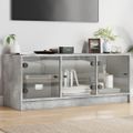 vidaXL TV skrinka so sklenenými dvierkami betónovo sivá 102x37x42 cm